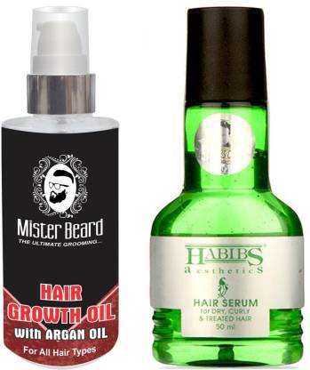 Mister Beard Hair Growth Oil With Argan Oil With Habibs Aesthetics Hair  Serum For Dry, Curly & Treated Hair Price in India - Buy Mister Beard Hair  Growth Oil With Argan Oil
