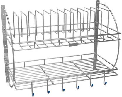 Aks Wall Mount Stainless Steel Multipurpose Kitchen Rack Dish Cutlery Stand Plate In India - Wall Mounted Kitchen Rack Steel Aks Wall Mount Stainless Steel Multipurpose Kitchen Rack Dish Cutlery Stand Plate In India - Wall Mounted Kitchen Rack Steel