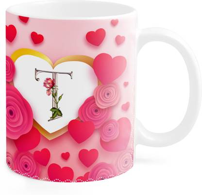 Andv Alphabet Letter T Printed On Beautiful Heart Shaped Pink Rose Frame Tea Coffee M Agab1900b0 Ceramic Coffee Mug Price In India Buy Andv Alphabet Letter T Printed On Beautiful Heart Shaped Pink