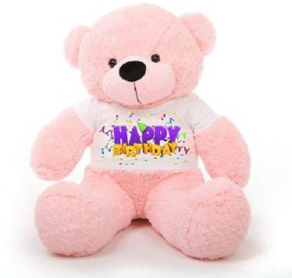 ToyHub 4 Feet Big Teddy Bear Wearing A Happy Birthday T-Shirt  - 122 cm