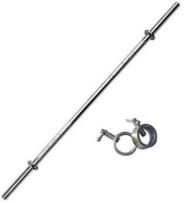 Aurion Solid 26 mm Thickness Straight Barbell Bar With Lockes Weight Lifting Bar