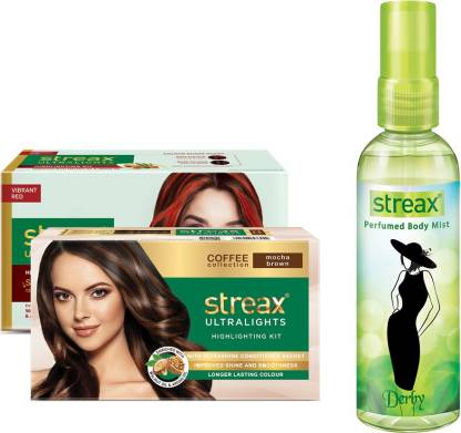 Streax Ultralight Pack of Vibrant Red + Mocha Brown Hair Color & Perfumed  Body Mist (Any Fragrance) Price in India - Buy Streax Ultralight Pack of  Vibrant Red + Mocha Brown Hair