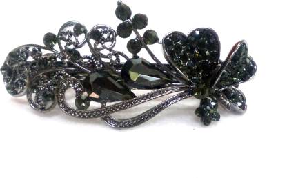 S Mark black metal floral design black color stones hair clip pack of 1 Hair  Clip Price in India - Buy S Mark black metal floral design black color  stones hair clip