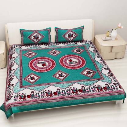 Maruti Handicrafts Jaipur 0 TC Cotton King, Double Printed Bedsheet