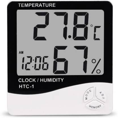 White Room Thermometer 12/24 Hour Time Clock Cellar Office Greenhouse 2.7 X 1.7 Inch Temperature Humidity Monitor Home Habor Mini Indoor Thermometer Digital Hygrometer Babyroom 