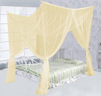 Divayanshi Nylon Adults Ivory 8x8 Ft 4 Corner Post Bed Canopy Quick And Easy Installation For King Size Beds Large Queen Size Bed Curtain Mosquito Net Price In India Buy Divayanshi