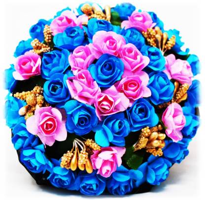 adbeni Artificial Blue, Pink Flower Bun Decoration Hair Gajra Accessories  for Women-JBUN07 Pack of 1 Bun Price in India - Buy adbeni Artificial Blue,  Pink Flower Bun Decoration Hair Gajra Accessories for