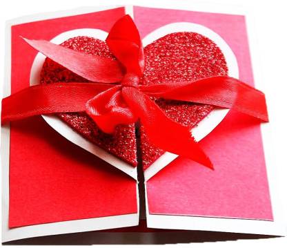 Gaurangi card valentine’s day card red glitter heart opening- Valentines day I Love you greeting card for boyfriend husband wife girlfriend Greeting Card (Red, Pack of 1)