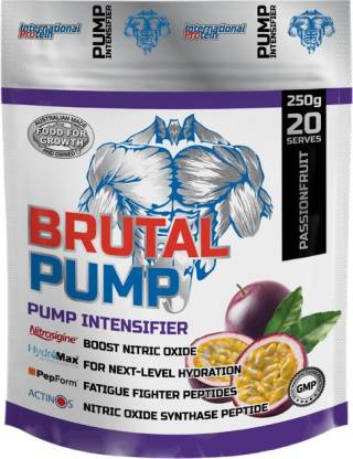 International Protein Brutal Pump Pouch Passionfruit Mockup Creatine