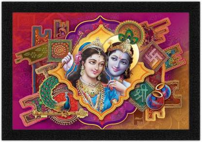 Art Amori Radha And Krishna Sitting in Moon Light Painting with