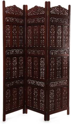 Decorhand Handcrafted 3 Panel Wooden Room Partition Room Divider Dark Brown Mango Wood Decorative Screen Partition Solid Wood Decorative Screen Partition Price In India Buy Decorhand Handcrafted 3 Panel Wooden