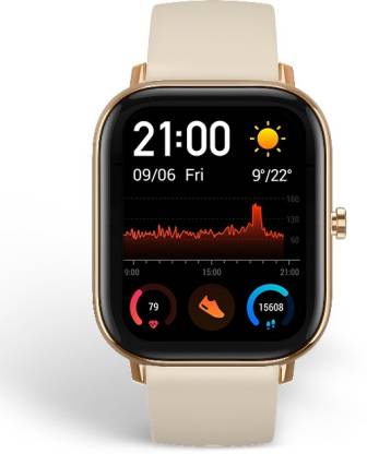 huami Amazfit GTS AMOLED Smartwatch  (Beige Strap, Regular)