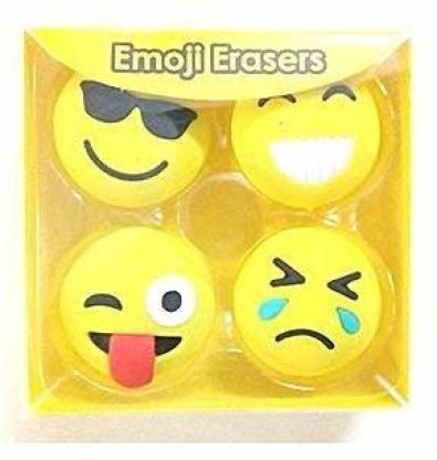 TSACTE 40PCS Emoji Pencil Erasers and 4-Pack Sticky Note Cute Emoji Water Drops Shape Schoolboy Stationer for Kindergarten prizes and Child’s Gift 