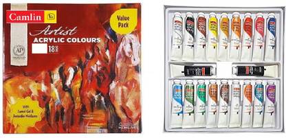 Flipkart Com Camlin Artist Acrylic Colour 18 Shades 20 Ml With Gel Medium And Retarder Acrylic Colour