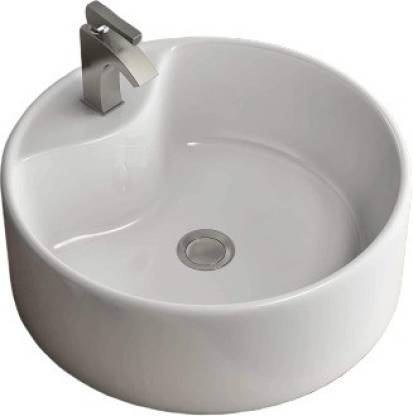 Bathroom 18 Inch Round White Counter, Round White Vessel Sink