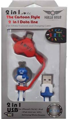 HALLA BOLE Micro USB Cable 1 m 2 in 1 Cartoon Style Data Cable Special For  Couple - HALLA BOLE : 