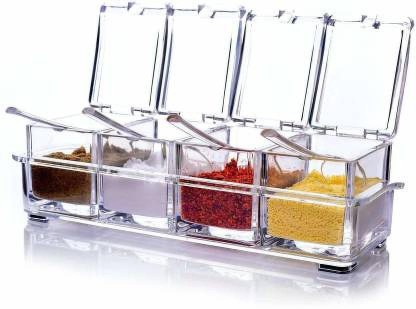 Austinstore 5Pcs Kitchen Spice Shaker Jars Condiment Caster Seasoning Sealed Box Space Saver 