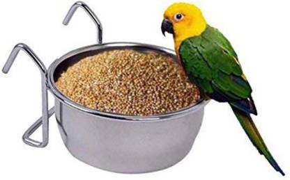 Sage Square Stainless Steel Rustproof Cage Food Seed Water Feeder Cum Bowl With Hanger Holder For Bird No Spill No Mess 500ml 1 Piece Round Steel Pet Bowl Price In