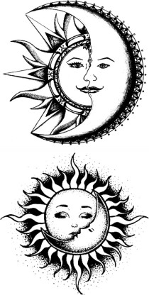 Floral moon logo beauty black moon tattoo Vector Image