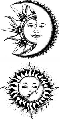 voorkoms Sun and Moon Tattoo Design - Price in India, Buy voorkoms Sun and Moon  Tattoo Design Online In India, Reviews, Ratings & Features 