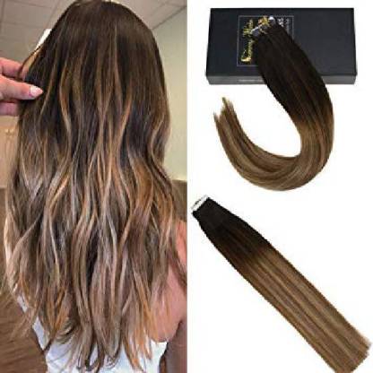 Sunny Hair Sunny 14inch Real Human Extensions Tape in Balayage Darkest  Brown Fading to #8 Mixed Ash Blonde Skin Weft Tape Human Extensions Remy  20pcs 50g [CAT_4213] Hair Extension Price in India -