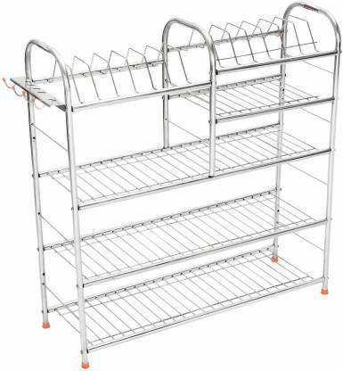 Aarbox Stainless Steel Wall Mounted Kitchen Dish Rack Kitchen Organizer 4 Shelves Aarb05 Utensil Kitchen Rack Price In India Buy Aarbox Stainless Steel Wall Mounted Kitchen Dish Rack