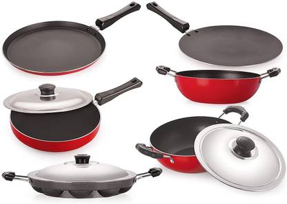 Nirlon Oil Free Non Stick Kitchen Cooking Utensils Set Red Black Cookware Set Price In India Buy Nirlon Oil Free Non Stick Kitchen Cooking Utensils Set Red Black Cookware Set Online At Flipkart Com