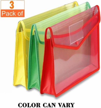 16 Pack L-Type Plastic File Folder Transparent Clear Document Folder Project Pockets,A4 Size in 4 Assorted Colors Transparent,Red,Yellow,Blue 