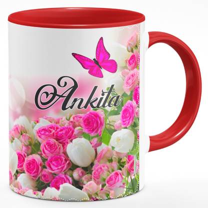 Andv Ankita Name With Beautiful Butterflies And Pink Rose Theme Printed Tea Coffee M Ae0a200ca0 Ceramic Coffee Mug Price In India Buy Andv Ankita Name With Beautiful Butterflies And Pink Rose