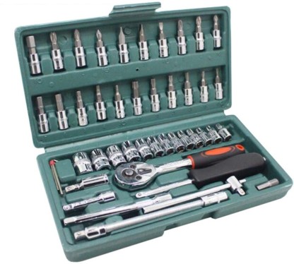 Set of 85 Basics Mechanic Socket Tool Kit Set With Case 