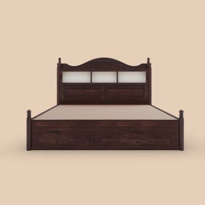 Walnut Finish Solid Wood King Hydraulic Bed – House of Pataudi