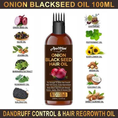 AroMine Onion Black Seed Hair Oil for Hair Growth for (Kalonji Oil)  Dandruff & Hairfall Control With Comb Applicator- Hair Oil - Price in  India, Buy AroMine Onion Black Seed Hair Oil