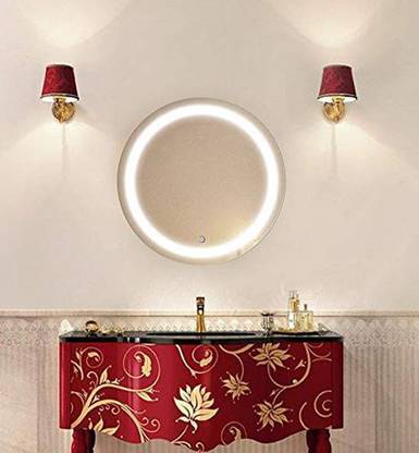 Inart Led Bathroom Makeup Vanity Mirror With Lights Wall Mounted Back Lit Touch Lighted Round 18 Inch Yellow Light In India Inart Led Bathroom Makeup Vanity Mirror, 18 Round Vanity Mirror
