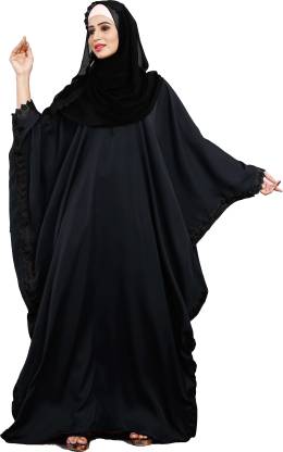 cloudbox C5370_MetallicGrey Polyester Solid Burqa With Hijab