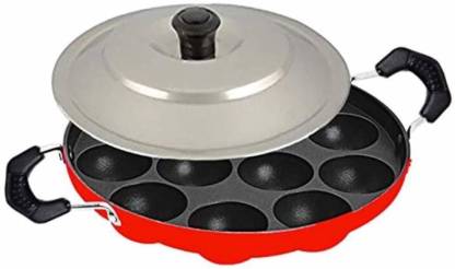 VDNSI 12 Idli Non Stick Appam Patra with Lid,Red Paniyarrakal/Paniyaram ...