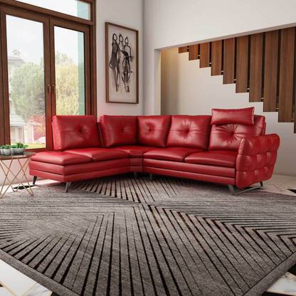Durian Dominic Red Leather 5 Seater Sofa In India At Flipkart Com Durian Dominic Red Leather 5 Seater, Dark Red Color Leather Sofa