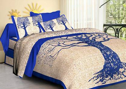 CPN Mega Mart 111 TC Cotton Double Jaipuri Prints Flat Bedsheet