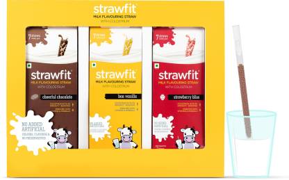strawfit by Bourgeon Foods Special Gift Box/Hamper, Pack of 3, Milk Flavoring Straws (21)