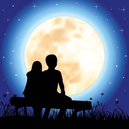 Two Couple Sitting Moon Quotes Wall Poster Romantic Poster Moon Poster Wall Sticker Paper Poster Paper Print Decorative Posters In India Buy Art Film Design Movie Music Nature And Educational Paintings Wallpapers At Flipkart Com