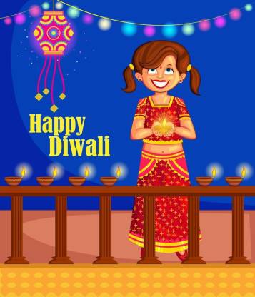 cute girl with happy diwali Paper Print - Decorative posters in India - Buy  art, film, design, movie, music, nature and educational  paintings/wallpapers at 