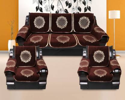A P Handloom Velvet Sofa Cover, Brown Sofa Set Cover