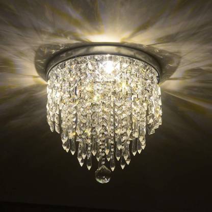 Indsmart 27cm Width Crystal Chandelier Led Ceiling Light Pendant Bulb Lamp In India - Crystal Ceiling Light Led