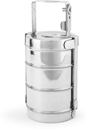 Silver lunch box with bag clearance
