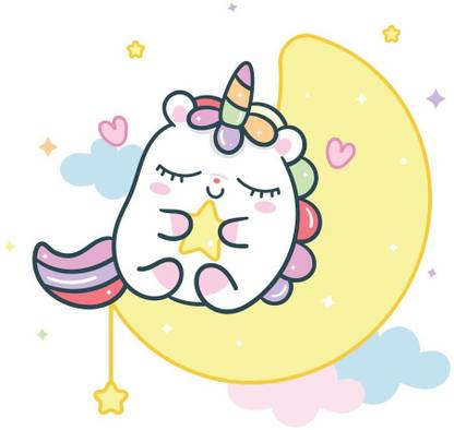 cute unicorn sticker poster night moon poster paper print animation cartoons posters in india buy art film design movie music nature and educational paintings wallpapers at flipkart com