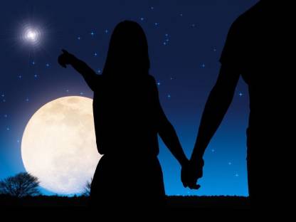Couple Under The Moon Moon Quotes Wall Poster Romantic Poster Moon Poster Paper Print Decorative Posters In India Buy Art Film Design Movie Music Nature And Educational Paintings Wallpapers At Flipkart Com