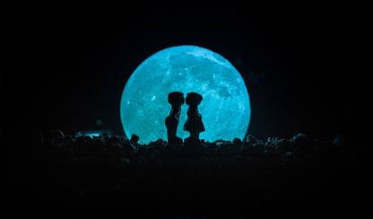 Kd Couple Kissing Under Moon Sticker Poster Paper Print Nature Posters In India Buy Art Film Design Movie Music Nature And Educational Paintings Wallpapers At Flipkart Com