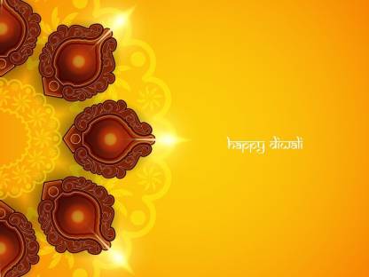 yellow background happy diwali A Paper Print - Decorative posters in India  - Buy art, film, design, movie, music, nature and educational  paintings/wallpapers at 