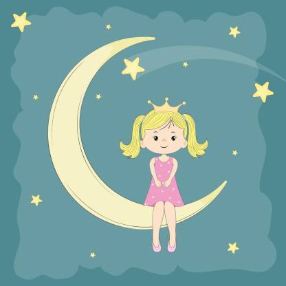 Beautiful cute girl princess |moon quotes|wall poster|romantic Paper Print  - Animation & Cartoons posters in India - Buy art, film, design, movie,  music, nature and educational paintings/wallpapers at 