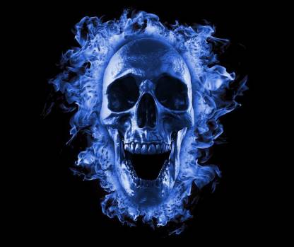 skull blue flame wall sticker poster Paper Print - Animation & Cartoons  posters in India - Buy art, film, design, movie, music, nature and  educational paintings/wallpapers at 