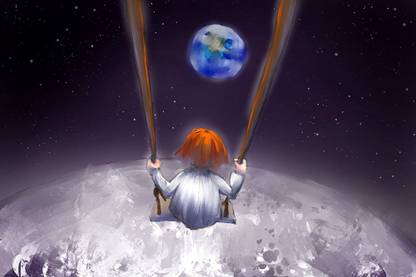 Alone Girl On Swing Over The Moon Moon Quotes Wall Poster Romantic Poster Moon Poster Paper Print Art Paintings Posters In India Buy Art Film Design Movie Music Nature And Educational Paintings Wallpapers